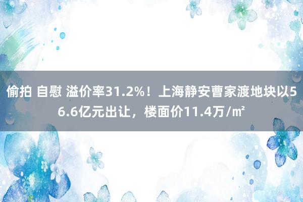 偷拍 自慰 溢价率31.2%！上海静安曹家渡地块以56.6亿元出让，楼面价11.4万/㎡