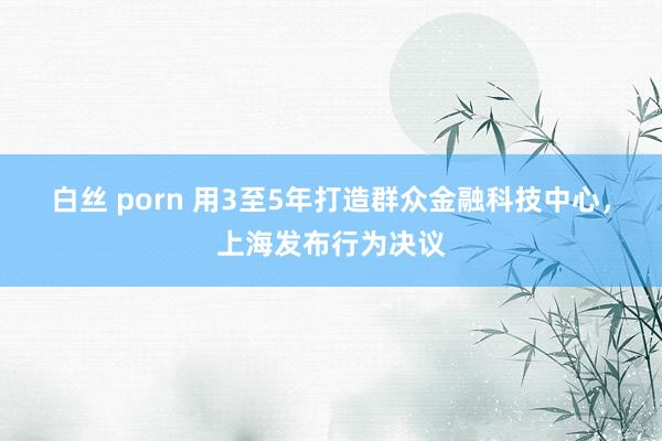 白丝 porn 用3至5年打造群众金融科技中心，上海发布行为决议