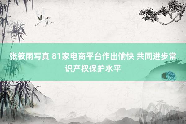 张筱雨写真 81家电商平台作出愉快 共同进步常识产权保护水平