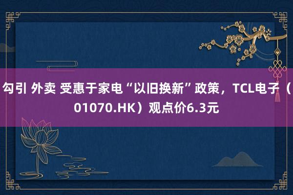 勾引 外卖 受惠于家电“以旧换新”政策，TCL电子（01070.HK）观点价6.3元