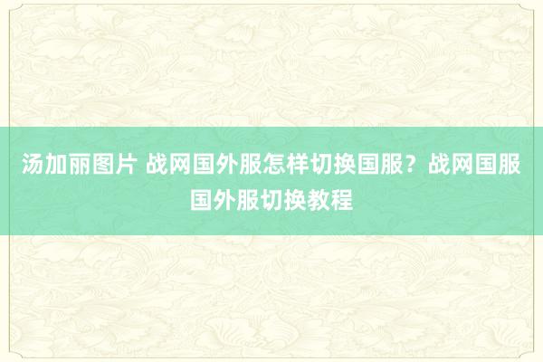 汤加丽图片 战网国外服怎样切换国服？战网国服国外服切换教程