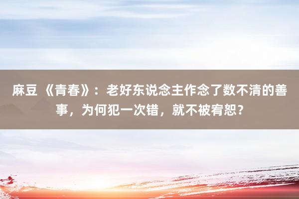 麻豆 《青春》：老好东说念主作念了数不清的善事，为何犯一次错，就不被宥恕？