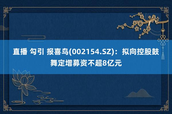 直播 勾引 报喜鸟(002154.SZ)：拟向控股鼓舞定增募资不超8亿元