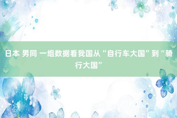 日本 男同 一组数据看我国从“自行车大国”到“骑行大国”