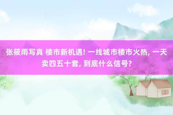 张筱雨写真 楼市新机遇! 一线城市楼市火热， 一天卖四五十套， 到底什么信号?