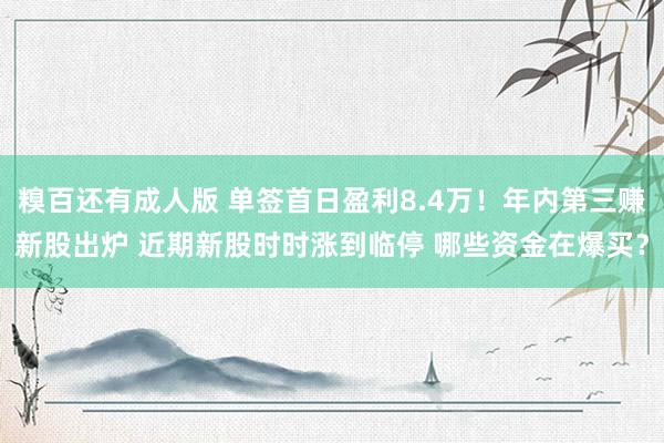 糗百还有成人版 单签首日盈利8.4万！年内第三赚新股出炉 近期新股时时涨到临停 哪些资金在爆买？