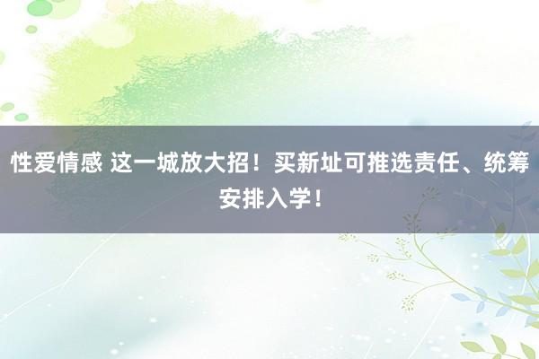 性爱情感 这一城放大招！买新址可推选责任、统筹安排入学！