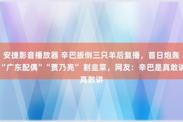 安捷影音播放器 辛巴扳倒三只羊后复播，首日炮轰 “广东配偶”“贾乃亮” 割韭菜，网友：辛巴是真敢讲