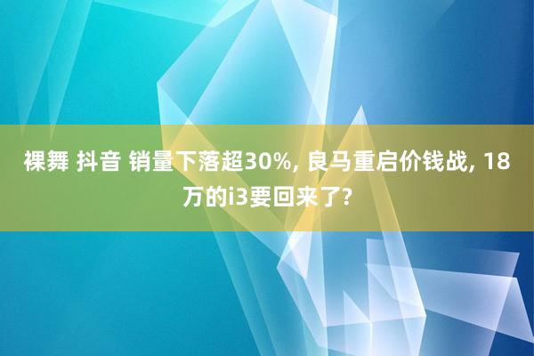 裸舞 抖音 销量下落超30%， 良马重启价钱战， 18万的i3要回来了?