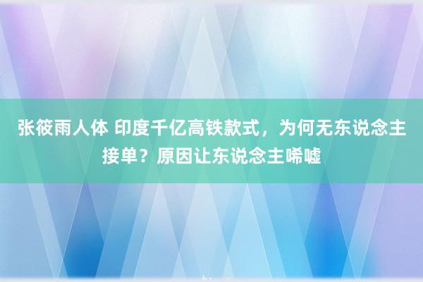 张筱雨人体 印度千亿高铁款式，为何无东说念主接单？原因让东说念主唏嘘