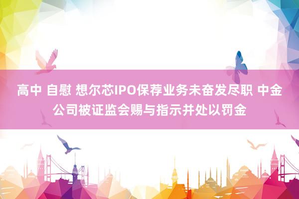 高中 自慰 想尔芯IPO保荐业务未奋发尽职 中金公司被证监会赐与指示并处以罚金