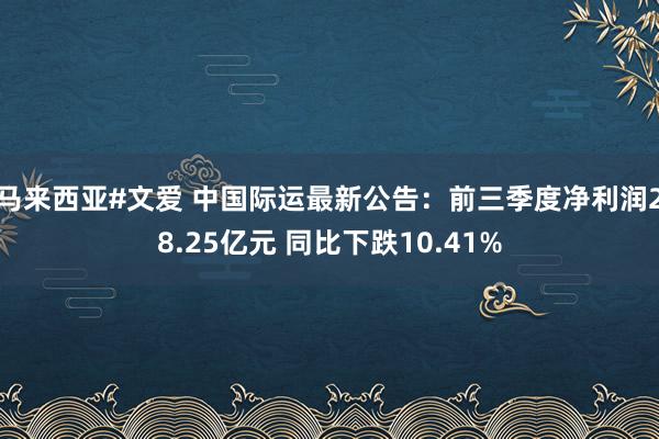 马来西亚#文爱 中国际运最新公告：前三季度净利润28.25亿元 同比下跌10.41%