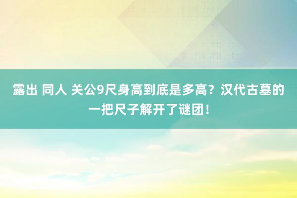 露出 同人 关公9尺身高到底是多高？汉代古墓的一把尺子解开了谜团！