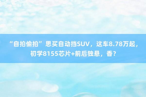 “自拍偷拍” 思买自动挡SUV，这车8.78万起，初学8155芯片+前后独悬，香？