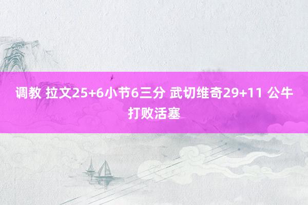 调教 拉文25+6小节6三分 武切维奇29+11 公牛打败活塞