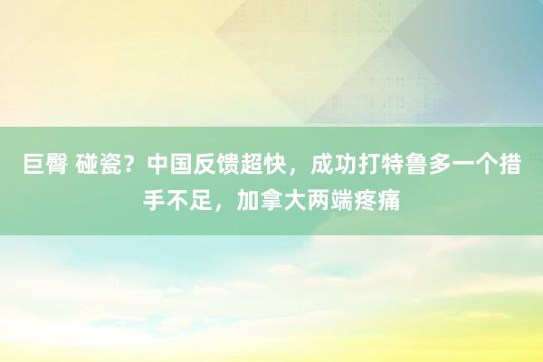 巨臀 碰瓷？中国反馈超快，成功打特鲁多一个措手不足，加拿大两端疼痛