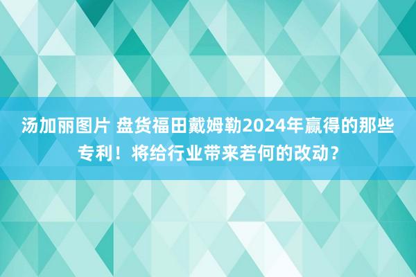 汤加丽图片 盘货福田戴姆勒2024年赢得的那些专利！将给行业带来若何的改动？