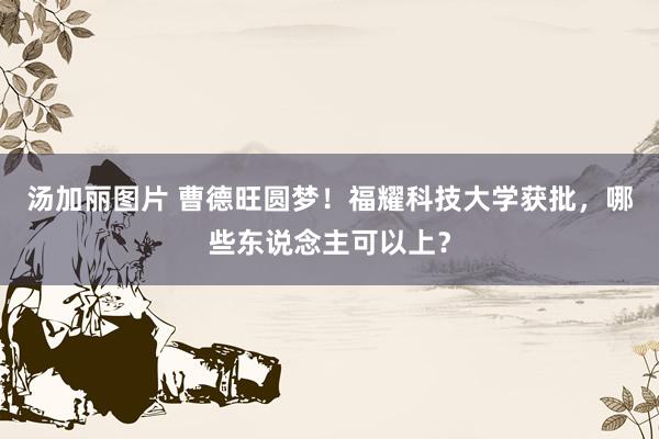 汤加丽图片 曹德旺圆梦！福耀科技大学获批，哪些东说念主可以上？