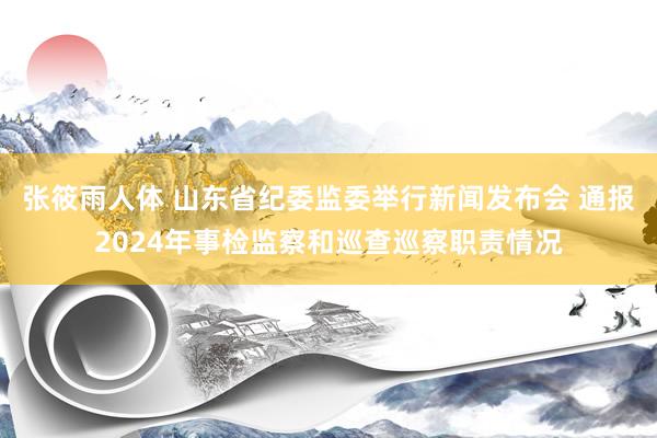 张筱雨人体 山东省纪委监委举行新闻发布会 通报2024年事检监察和巡查巡察职责情况